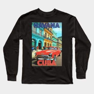 havana old city travel posters Long Sleeve T-Shirt